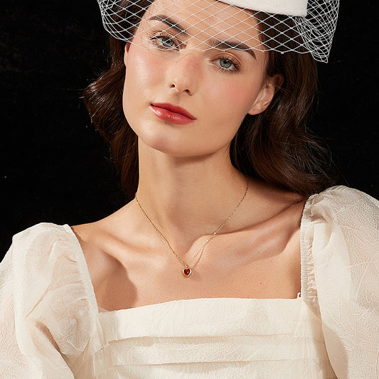 フレンチ紅ハートネックレス