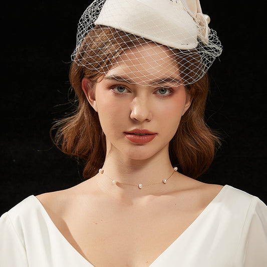 細チェーン真珠ネックレス