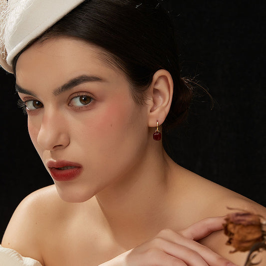 フレンチ紅釉高級イヤリング