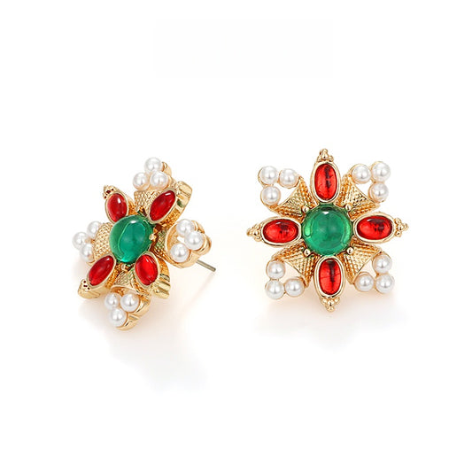 宮廷風カラーストーン耳夹