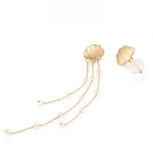 非対称水晶流蘇イヤリング