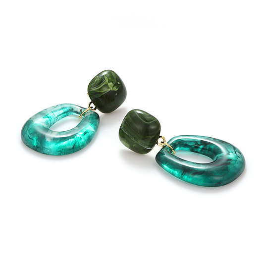 アクリル幾何緑ピアス