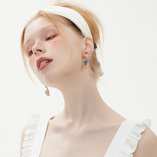 カラークリスタル幾何耳夹