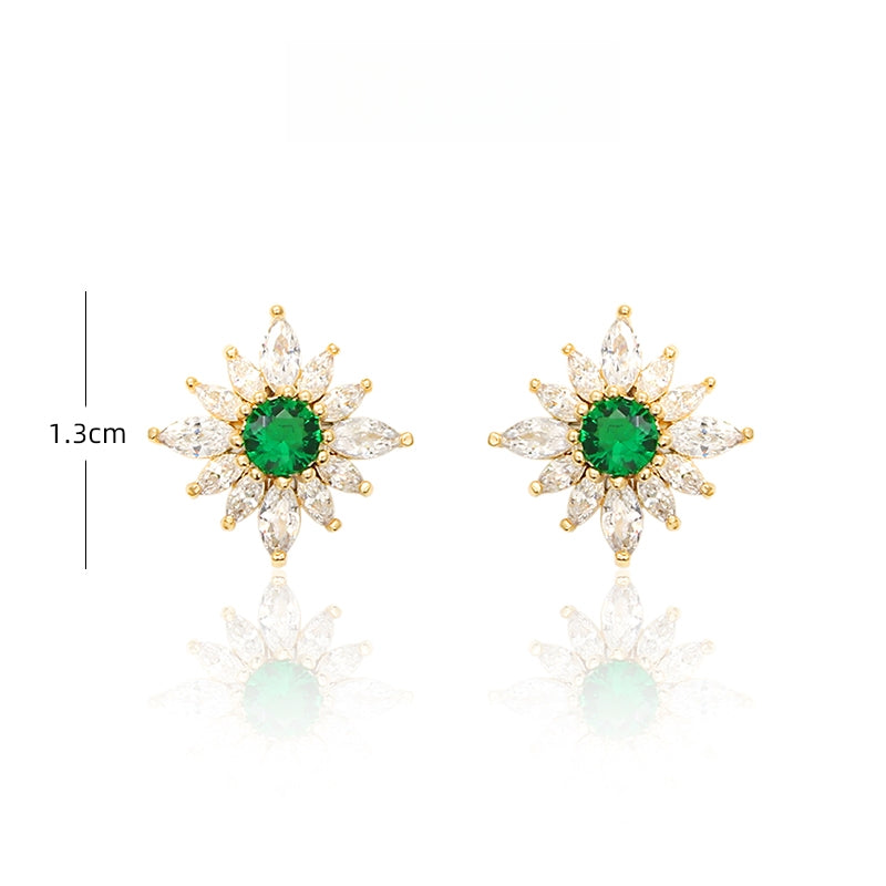 グリーンジルコニア花ピアス