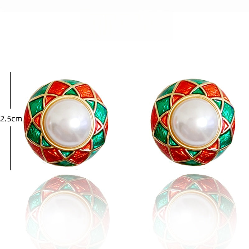 フレンチ彩釉真珠耳夹