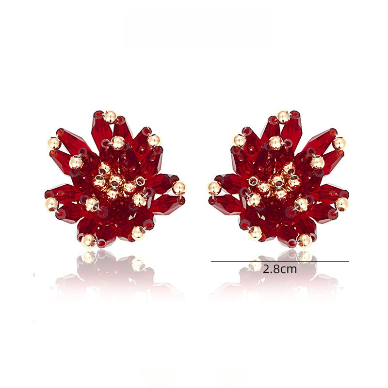 赤瑠璃花欧米風ピアス