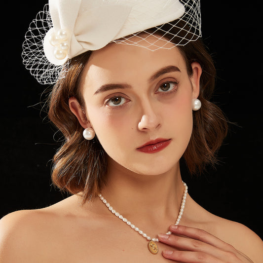 フレンチ人造真珠ピアス