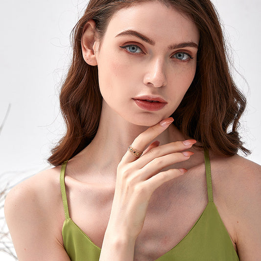 幾何黒宝石オープンリング