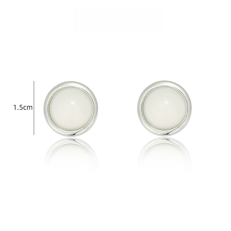 フレンチ白樹脂丸型ピアス