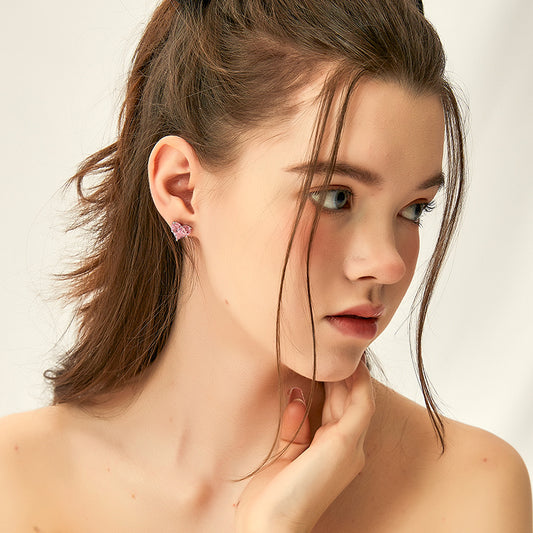 ピンク皓石ハートピアス