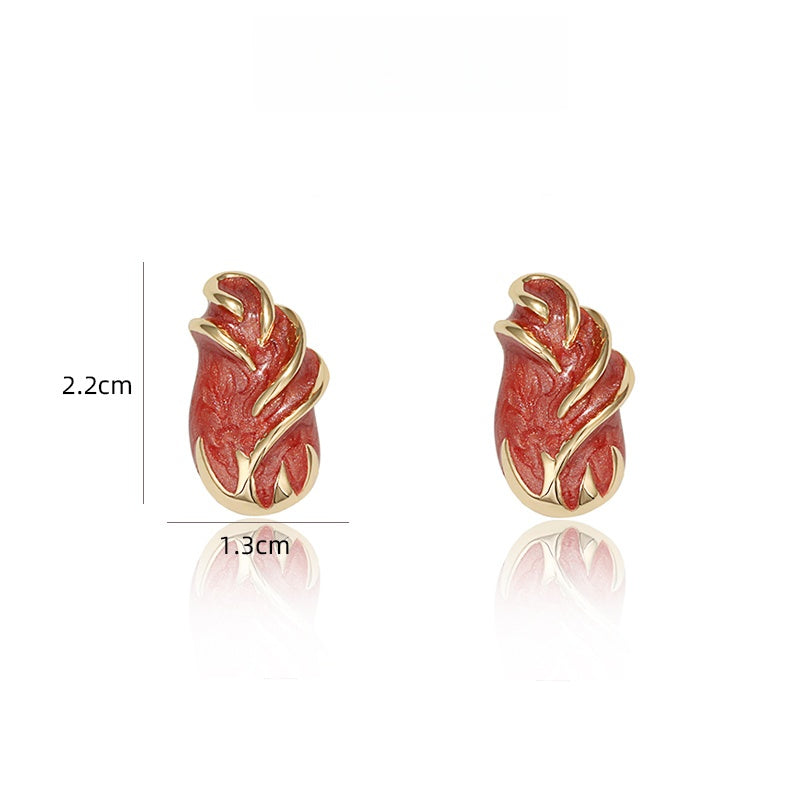 赤琺瑯立体耳夹