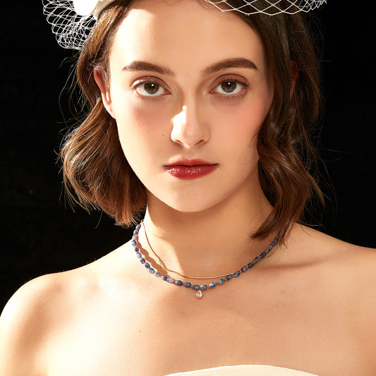 天然石レイヤードネックレス