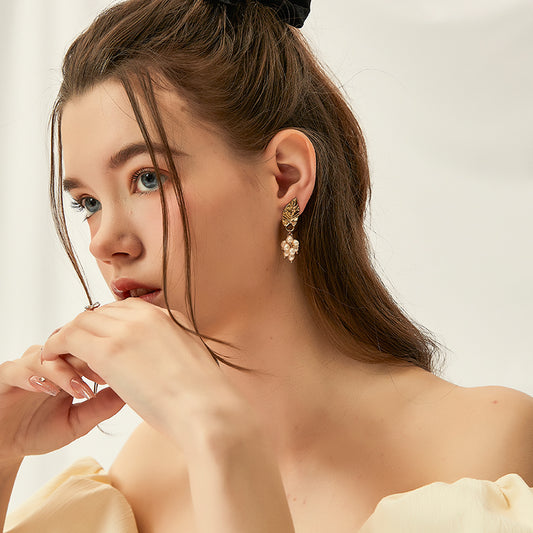 真珠葉流蘇耳夹