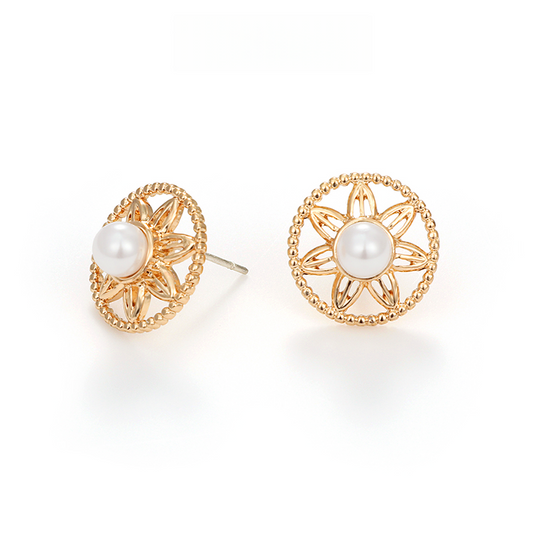 宮廷風真珠花ピアス