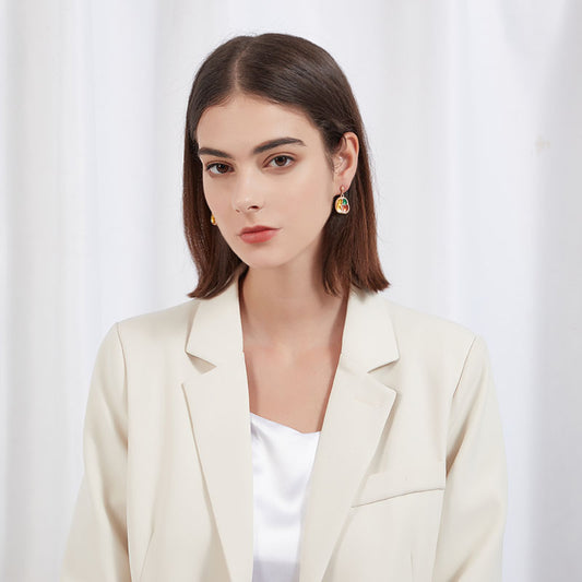 カラー彩釉不規則耳夹