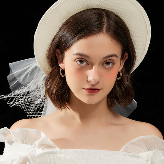 緑色天然石金ワイヤーホップイヤリング