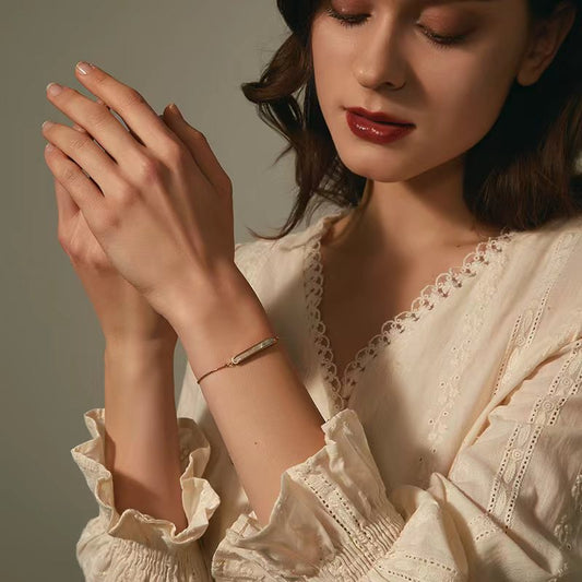 真珠風長方形ブレスレット