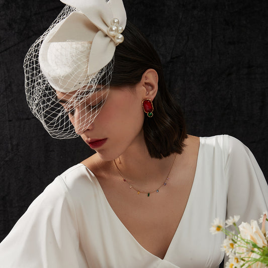 赤緑樹脂ゴールド耳夹