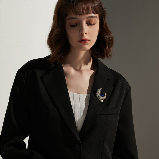 クリスタル真珠ブローチ