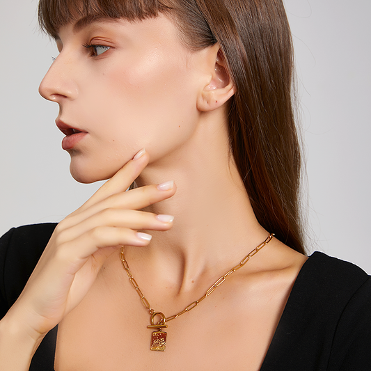 リンクチェーンレクタングルネックレス