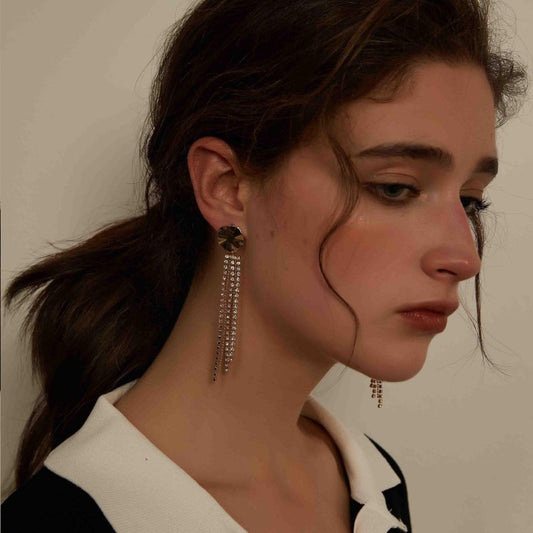 ストール型フリンジ長イヤリング