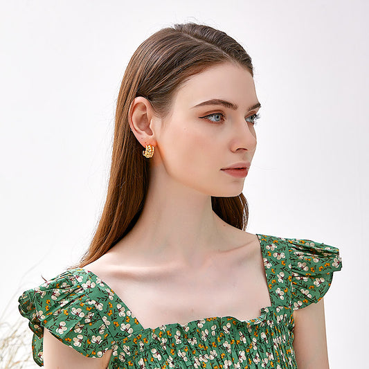 ゴールド麦穂立体イヤリング