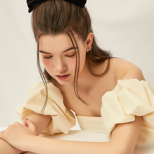 日韩風虹色蝶ピアス