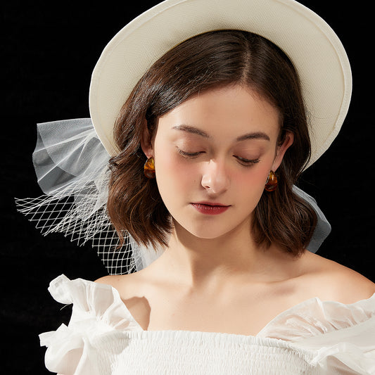 琥珀調港風ピアス