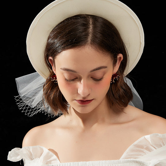 赤瑠璃花欧米風ピアス