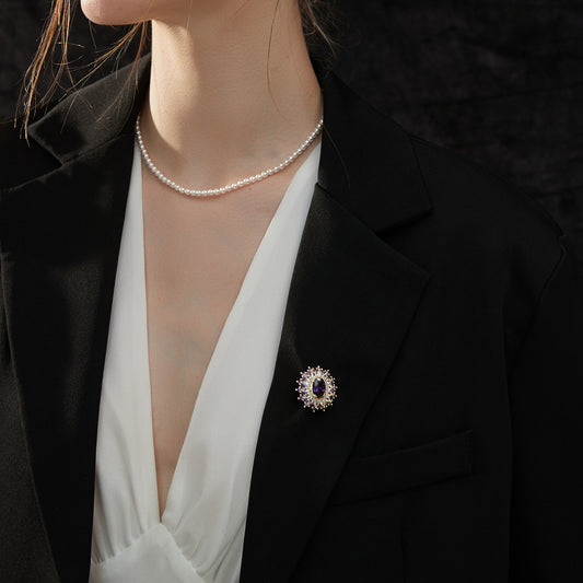 花弁ジルコニア高級ブローチ