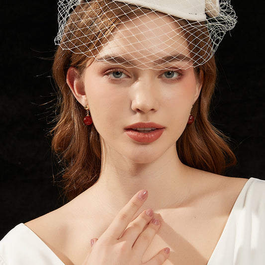 レトロ赤瑪瑙ピアス