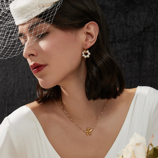 非対称淡水真珠イヤリング