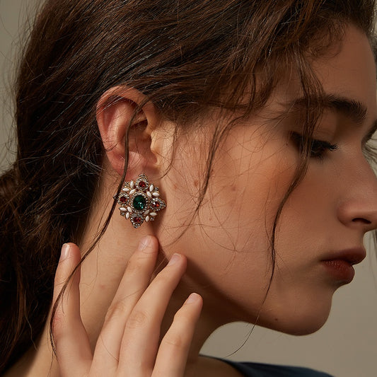 宮廷風多彩ジュエリーピアス