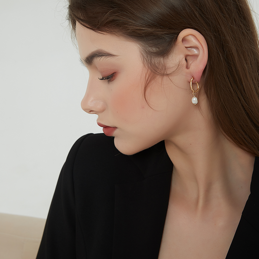 真珠リングシンプルピアス