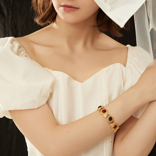 カラー宝石金彩ブレスレット