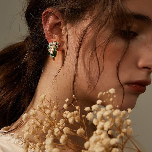 真珠葉日韩風耳夹