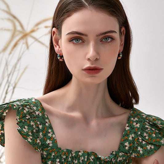 カラー琺瑯円弧イヤリング