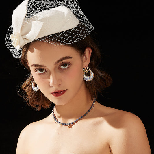 青花磁器風樹脂リング耳夹