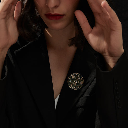 宇宙星空デザインブローチ