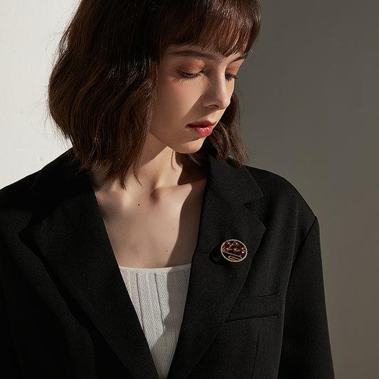 紅梅枝ジルコニアブローチ