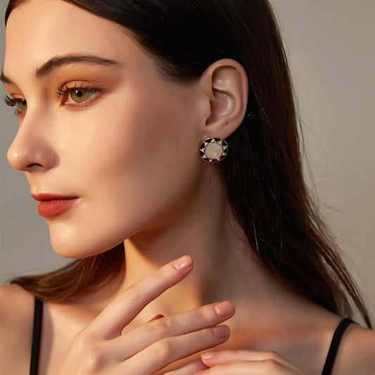 円形水钻彩釉耳夹