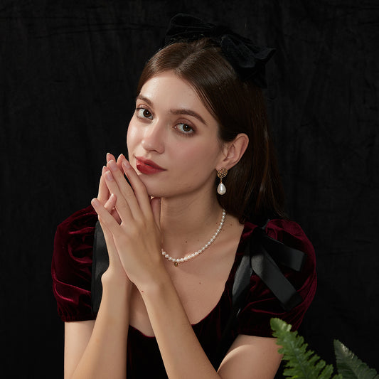 彫金真珠レトロピアス