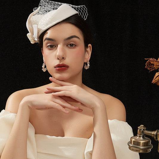 真珠ビーズ円弧イヤリング