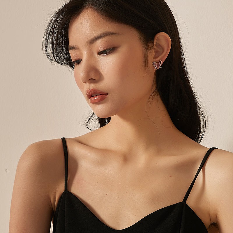彩釉蝶羽ピアス