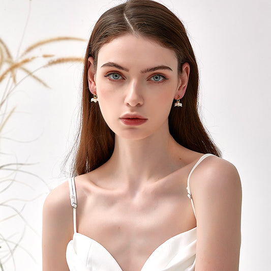 真珠ジルコニア重なりピアス