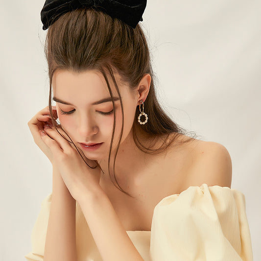 不規則真珠リング耳夹