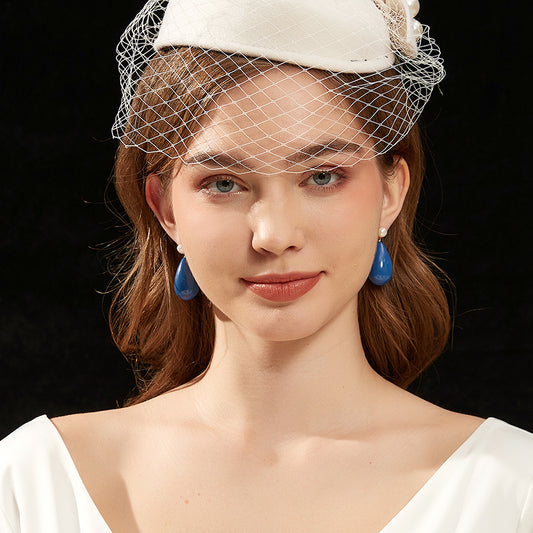 簡約青水滴イヤリング