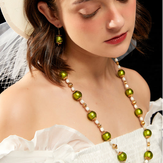 緑瑠璃復古大イヤリング