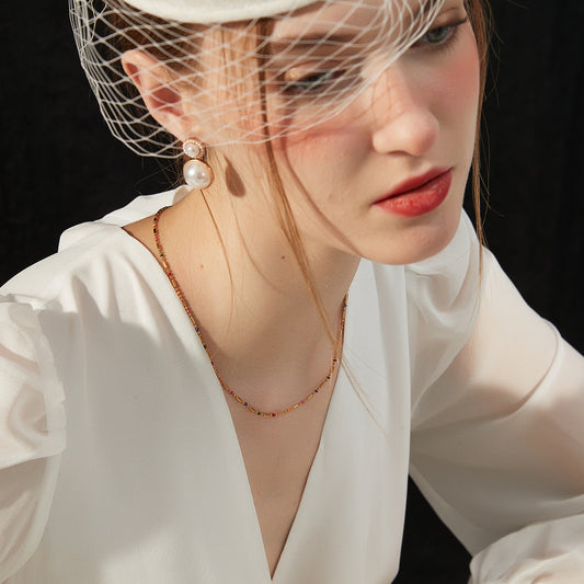 カラー滴釉金チェーンネックレス