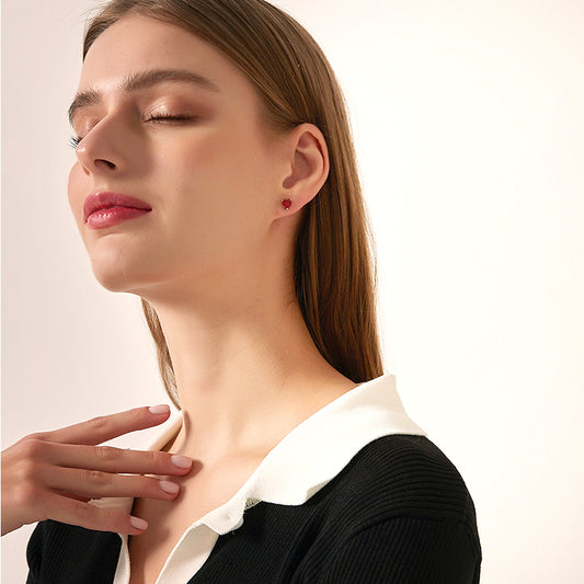 赤ハートジルコニアミニピアス